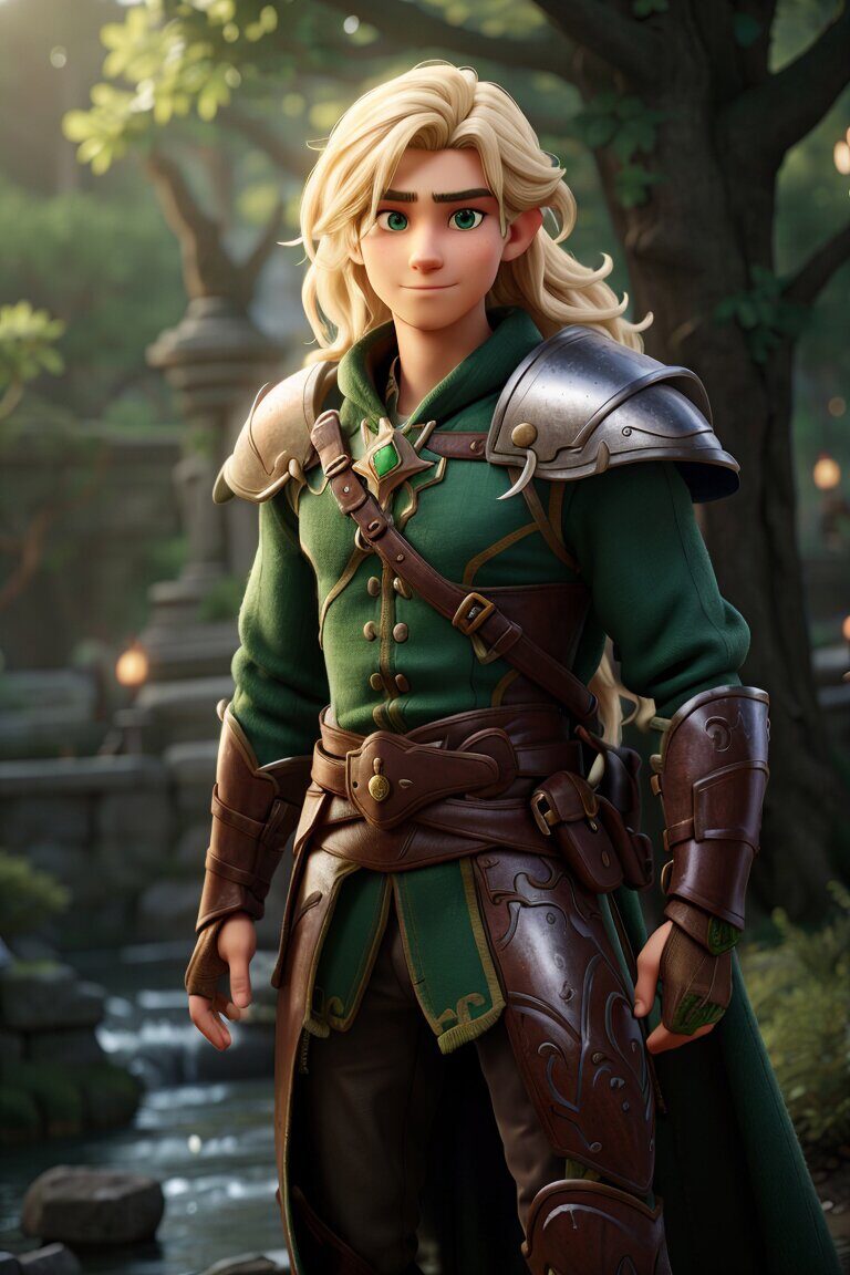 Эльф-мечник 1. Стиль 3D-анимации. Рисует нейросеть. Leonardo AI