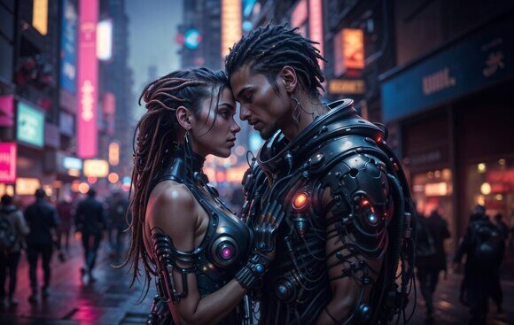 Ромео и Джульетта. Биопанк. Рисует нейросеть. Leonardo AI