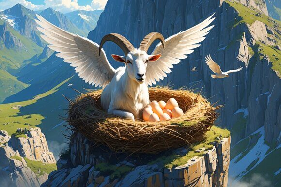Летающий козёл. Рисует нейросеть. Leonardo AI