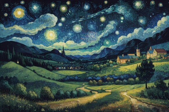 В стиле Ван Гога 1. Рисует нейросеть. Leonardo AI