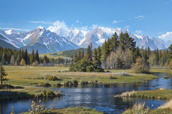 На пути в перевалу Актру 1. Масляная живопись. Рисует нейросеть. Leonardo AI
