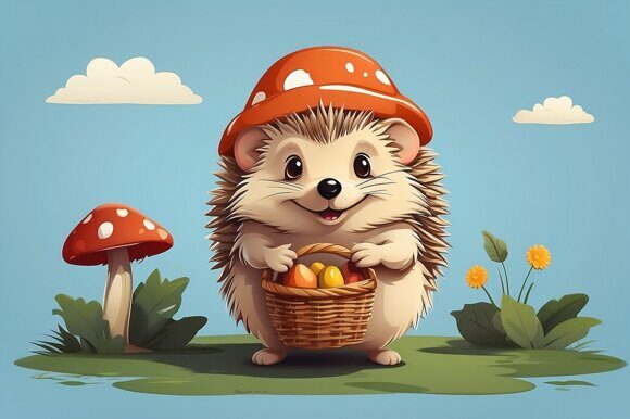 Ёжик 1. Стикер. Рисует нейросеть. Leonardo AI