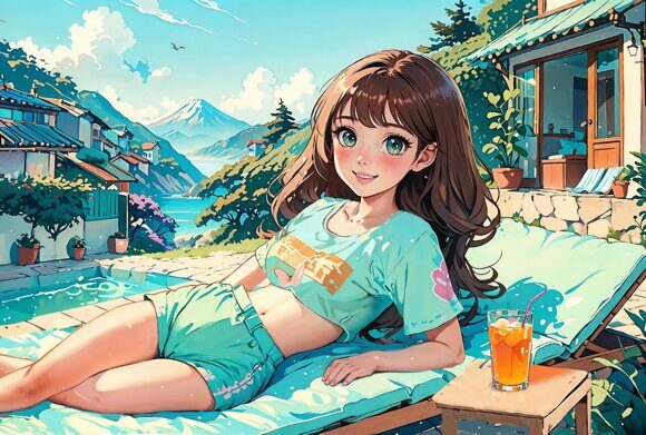 Мика на отдыхе. Рисует нейросеть. Leonardo AI