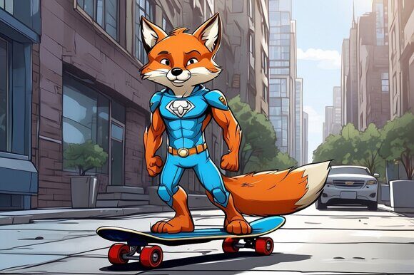 Лис-супергерой 3. Комикс. Рисует нейросеть. Leonardo AI